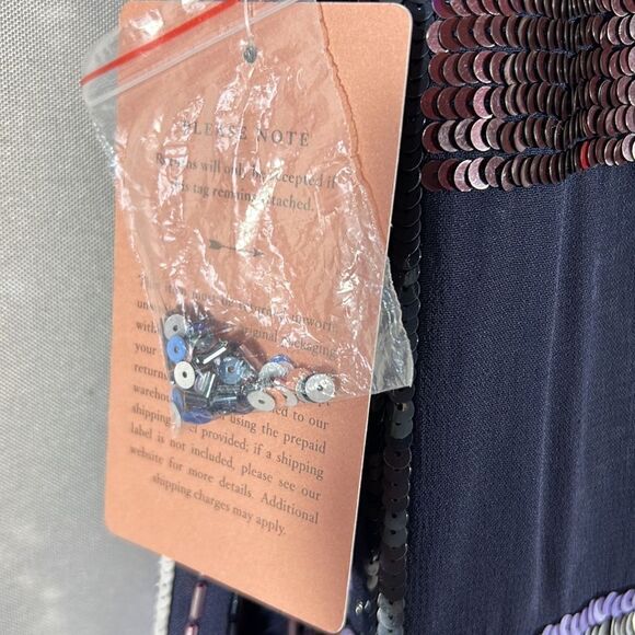 BHLDN CHARYN SEQUINED BEADED DRESS NAVY NWT SIZE 12 - Picture 13 of 16